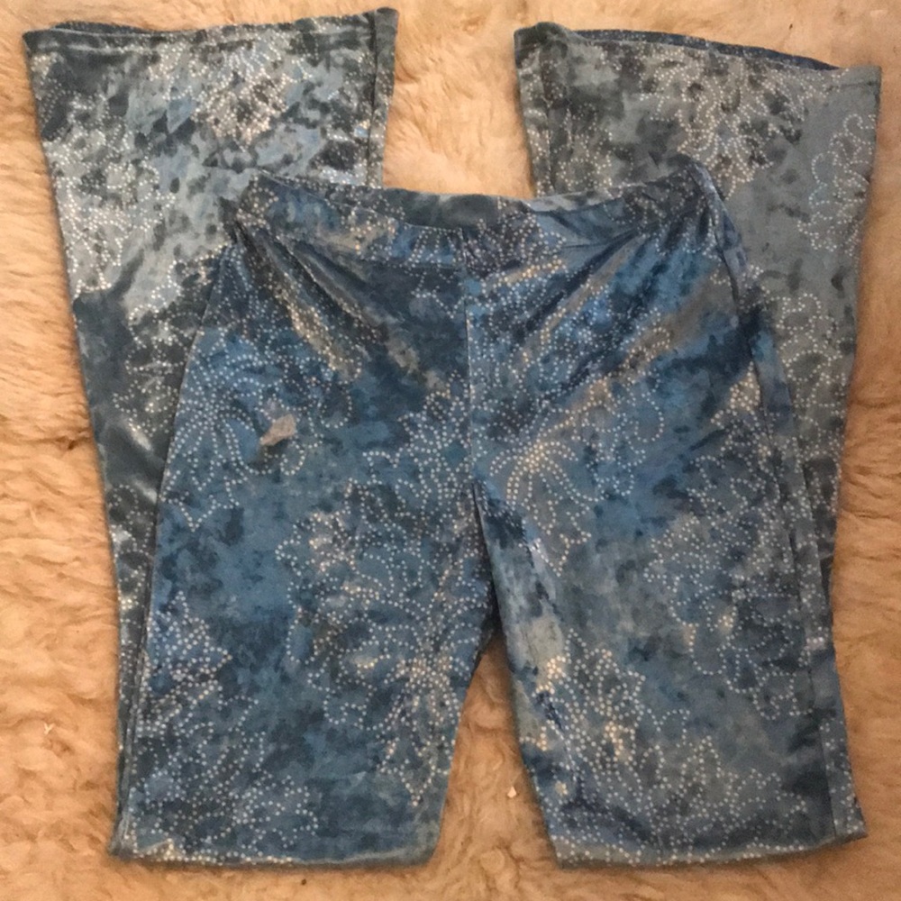 Poprageous Rare Velvet Blue Bell Bottoms S